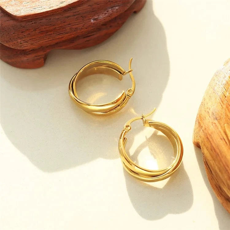 Wholesale China Custom High Quality Hypoallergenic Jewelry Stainless Steel 18K Gold Plated U Type Earrings For Sale