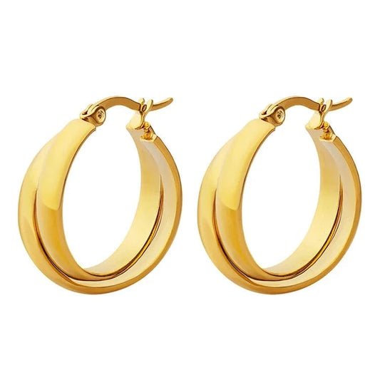 Wholesale China Custom High Quality Hypoallergenic Jewelry Stainless Steel 18K Gold Plated U Type Earrings For Sale