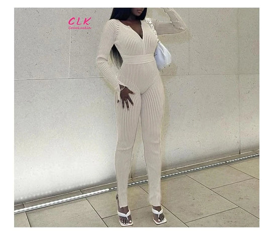 Wholesale Custom Logo Autumn Winter Women Sexy Long Sleeved O-collar Jumpsuit Fashion Solid Party Club Lace Up Jumpsuit