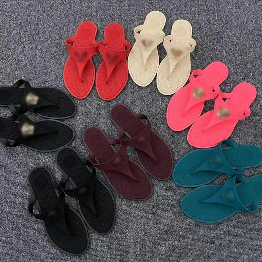 Wholesale designer brand sandal fashion summer ladies flat slipper black PU leather flip flops slippers for women