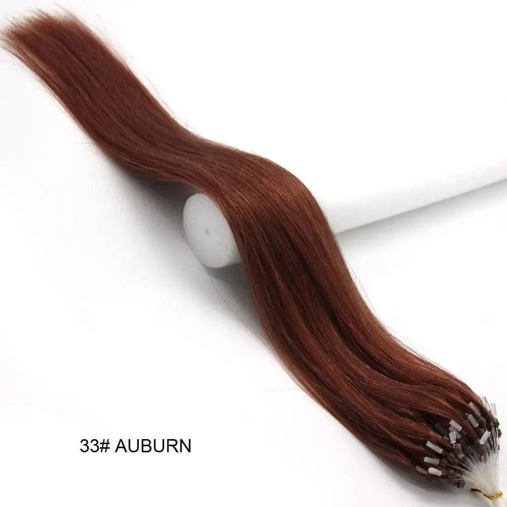 Wholesale Double Draw Easy Loop/Micro Ring Beads Indian Remy Human Hair Extensions Straight 33 Auburn 14-26" 100s 0.4g/0.5g/0.7g