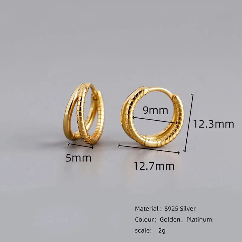 Wholesale Double Layer Circle Round 925 Sterling Silver Hoop Earrings For Girls Birthday Gifts