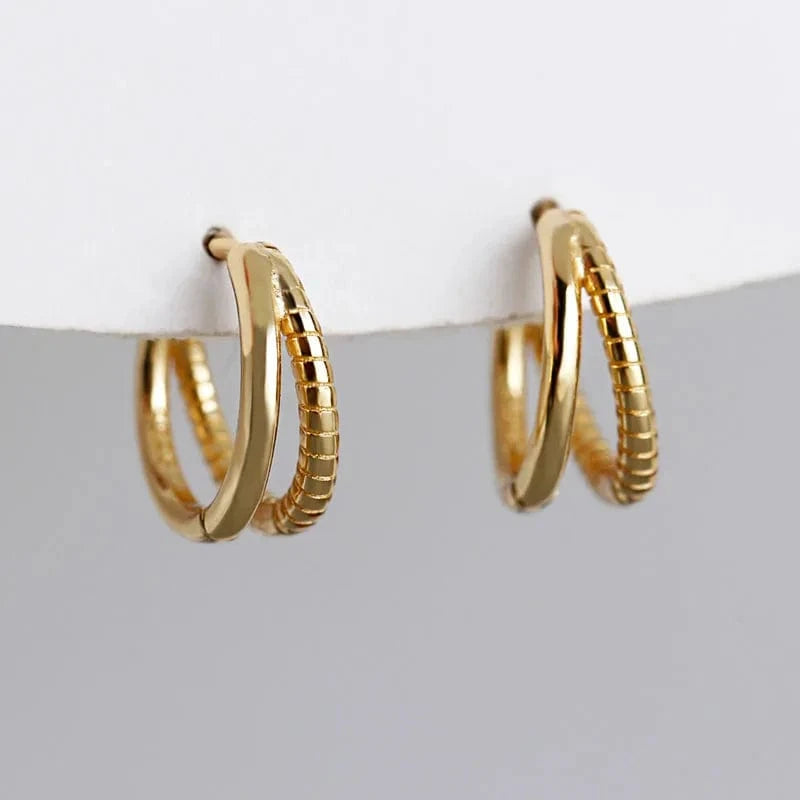 Wholesale Double Layer Circle Round 925 Sterling Silver Hoop Earrings For Girls Birthday Gifts