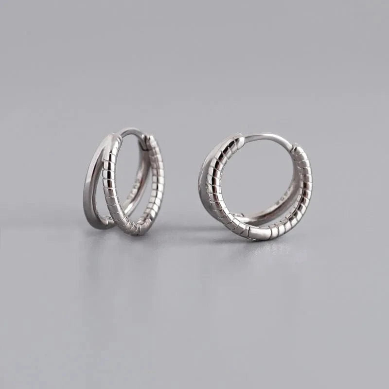 Wholesale Double Layer Circle Round 925 Sterling Silver Hoop Earrings For Girls Birthday Gifts