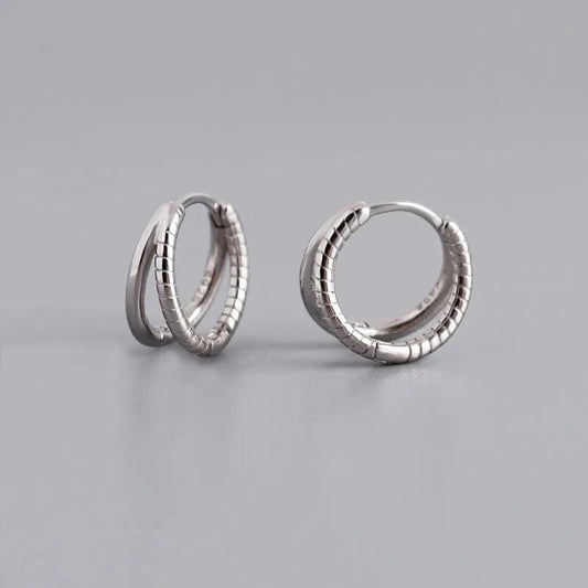 Wholesale Double Layer Circle Round 925 Sterling Silver Hoop Earrings For Girls Birthday Gifts