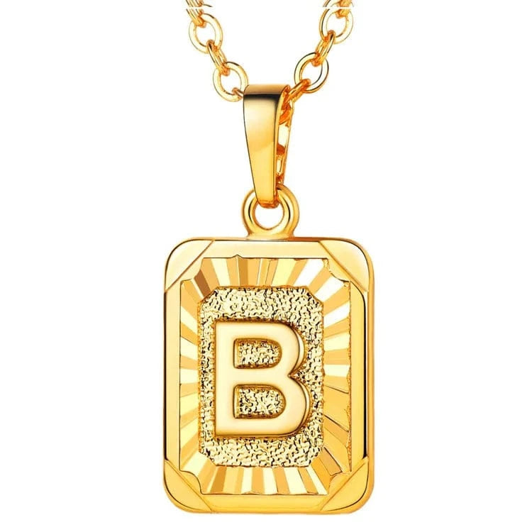 Wholesale English Letters Charm 18k Gold Plated Stainless Steel Chain Initial Letter Alphabet Pendant Necklace Women Jewelry