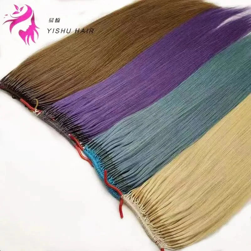 Wholesale Factory 100% Natural Hair Two Cotton Thread Twins Double Line I-tip Glue Knot Hair Extensions hot sell in korea