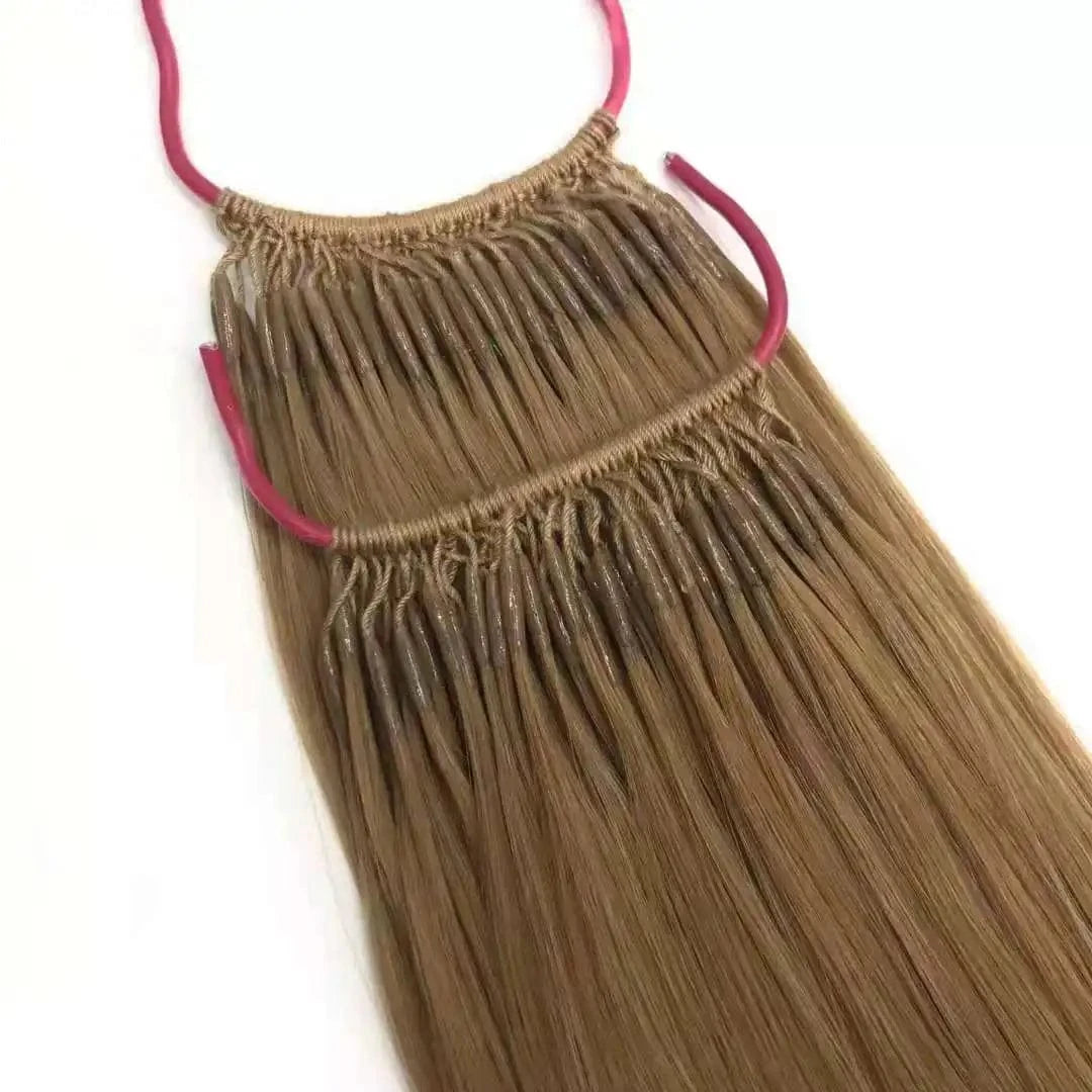 Wholesale Factory 100% Natural Hair Two Cotton Thread Twins Double Line I-tip Glue Knot Hair Extensions hot sell in korea