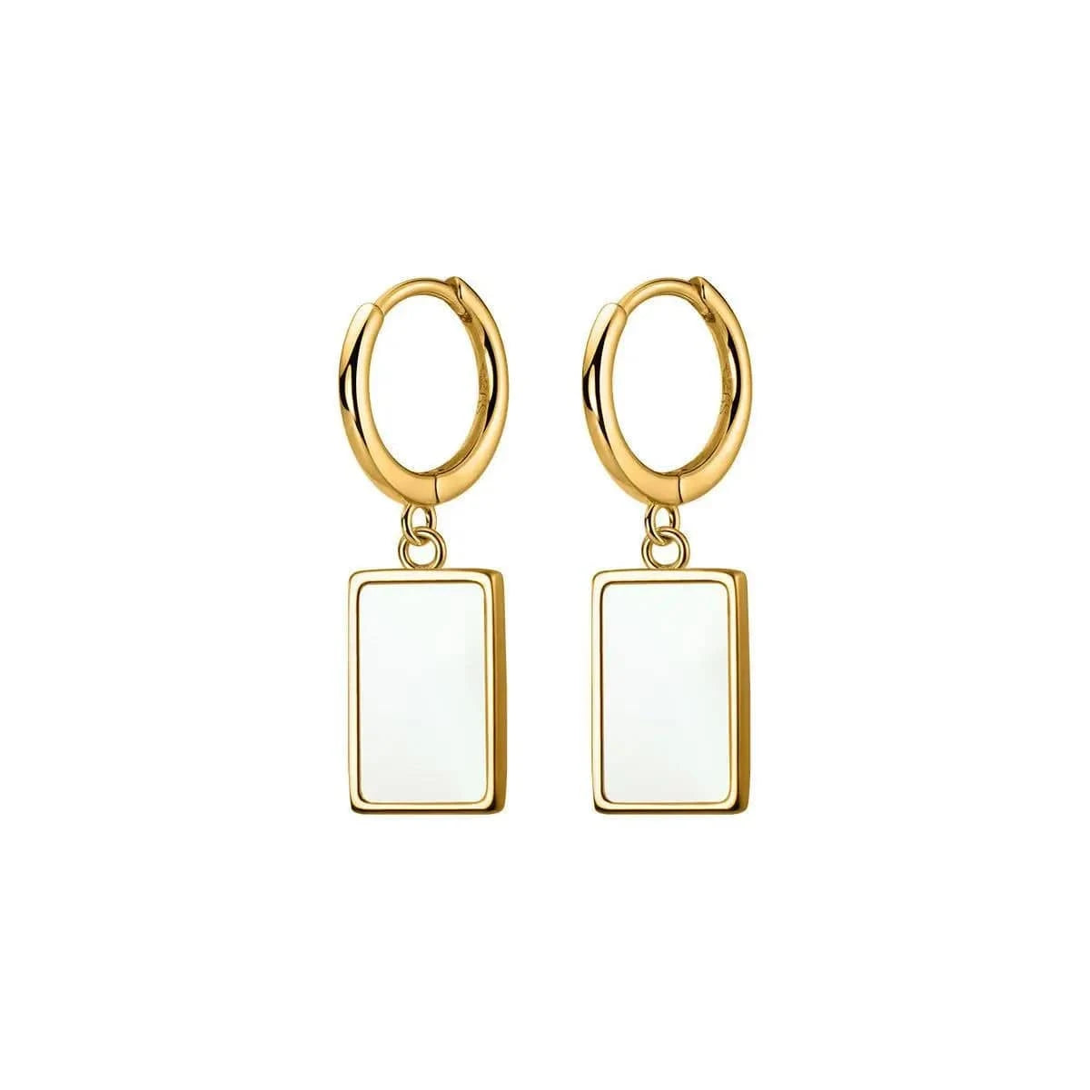 wholesale fashion 925 sterling silver Rectangle shell gold plated hoop earrings for women dropshipping