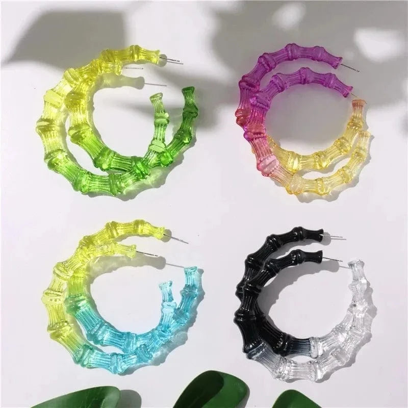 Wholesale Fashion Bamboo Hoop Earring Custom Acrylic Personalized Name Large Stud Earrings multiple color Statement Earrings
