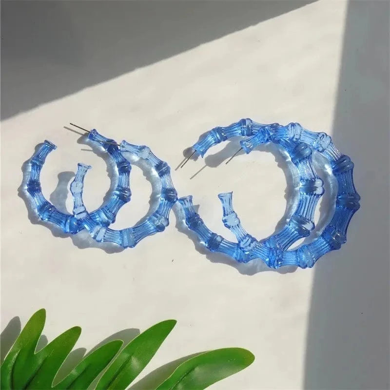 Wholesale Fashion Bamboo Hoop Earring Custom Acrylic Personalized Name Large Stud Earrings multiple color Statement Earrings
