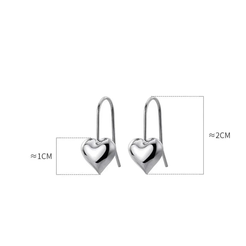 Wholesale Fashion Glossy Heart Short Drop Earrings For Women 925 Sterling Silver Jewelry