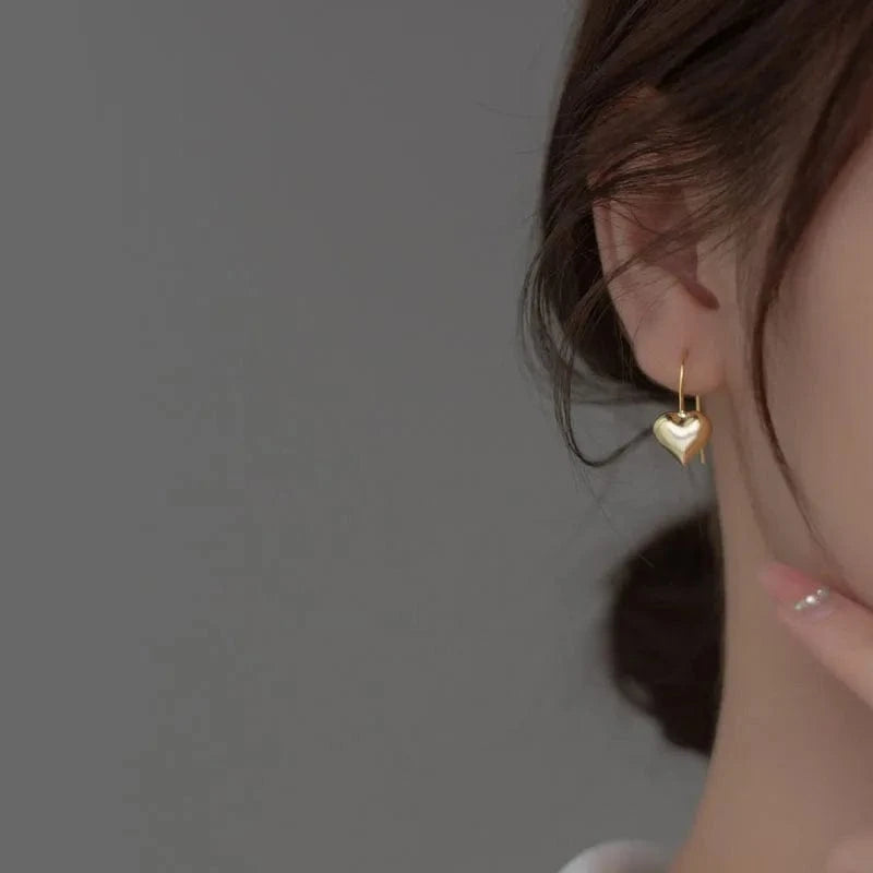 Wholesale Fashion Glossy Heart Short Drop Earrings For Women 925 Sterling Silver Jewelry