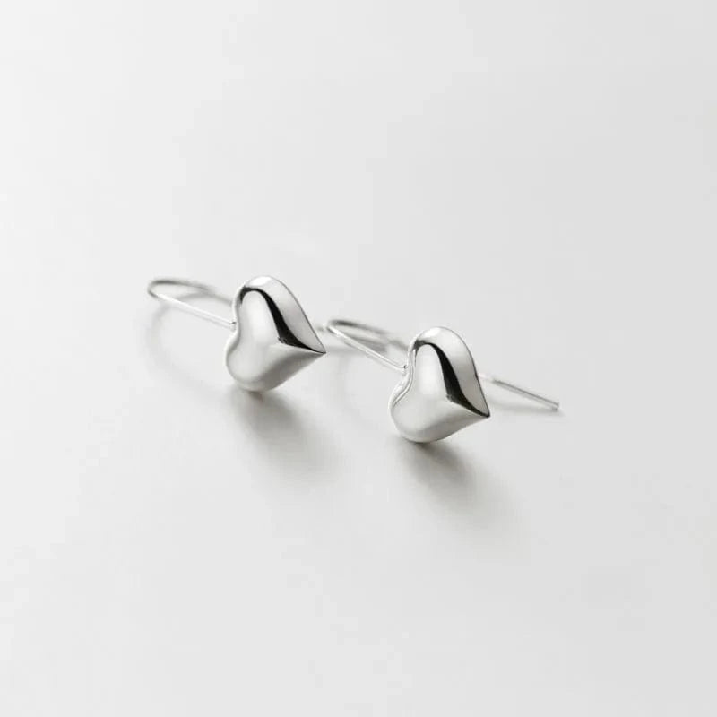 Wholesale Fashion Glossy Heart Short Drop Earrings For Women 925 Sterling Silver Jewelry