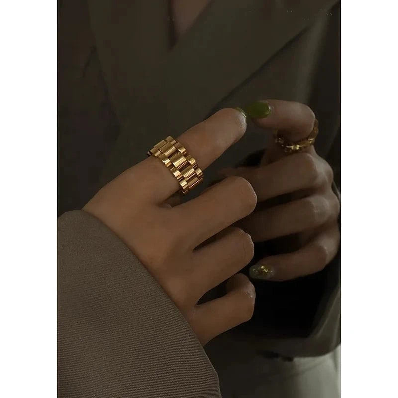 Wholesale Fashion Stainless Steel Gold Jewelry Adjust Women Rings