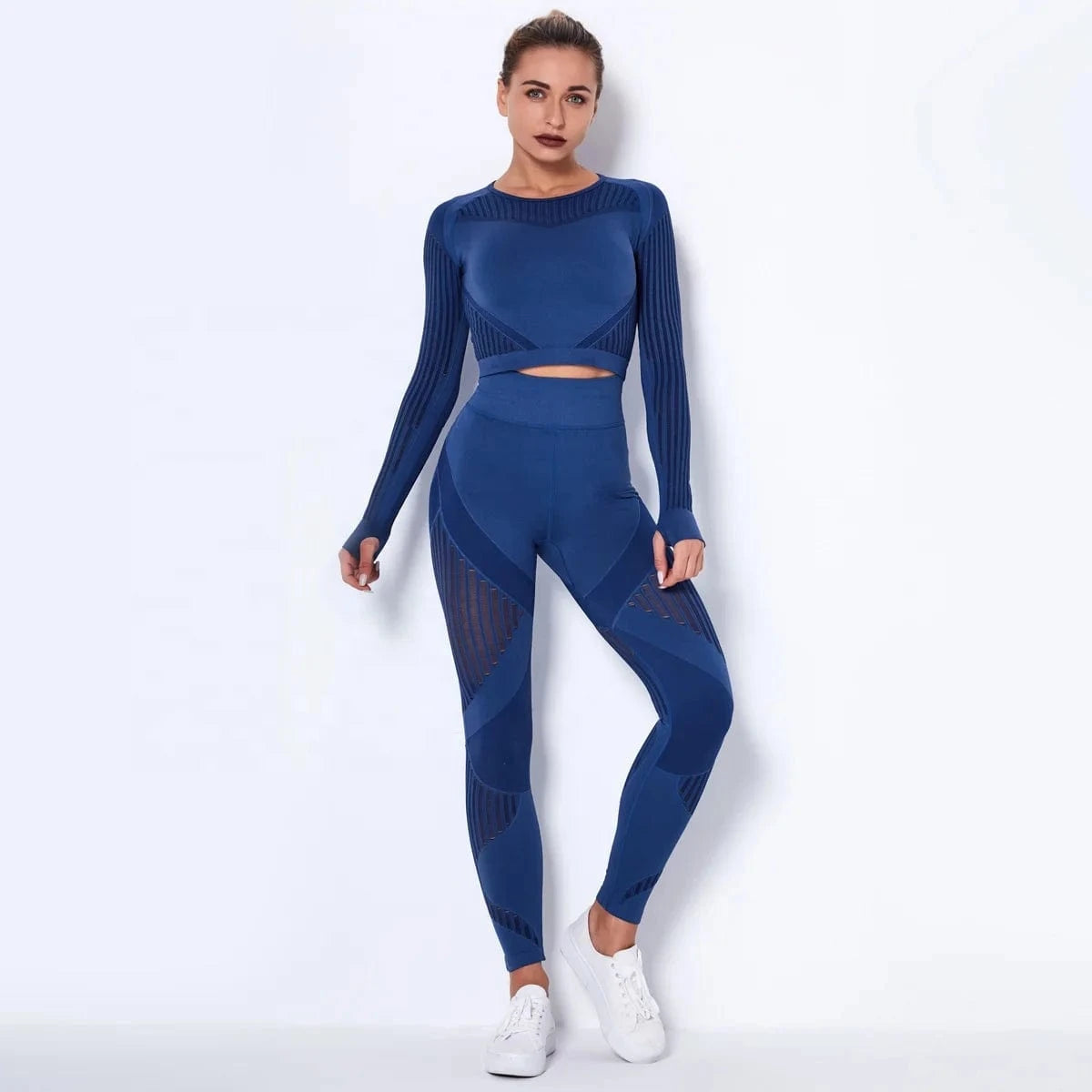Wholesale Fitness Clothing Seamless Activewear Long Sleeve Crop Top Yoga Pant Leggings Sport Suit Gym Fitness Sets for Women