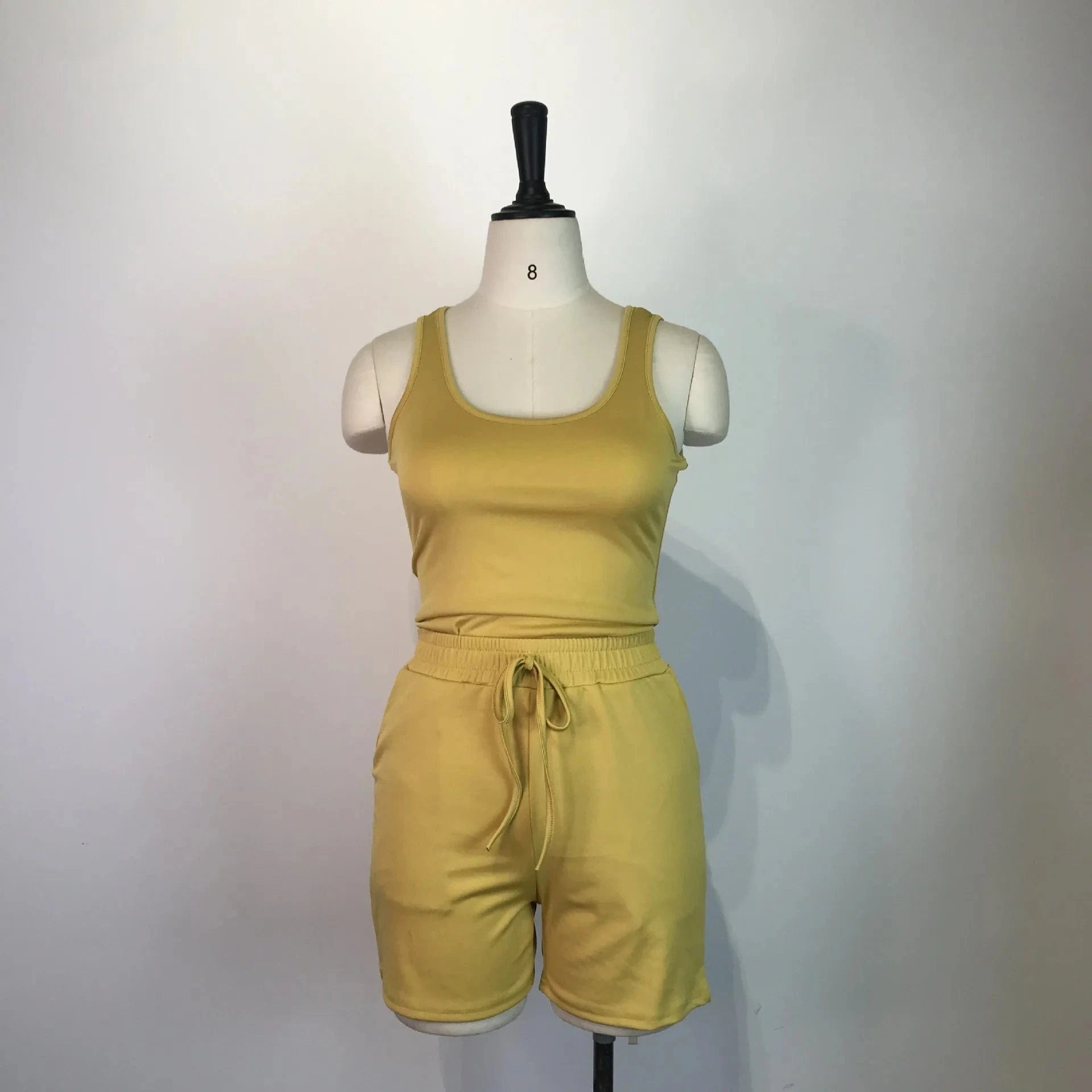 Wholesale Fitted Cotton Jogger Sets Tank Top and Shorts Womens 2 Piece Summer Set Jogger Biker 2 pc Girls Tracksuit Short Set