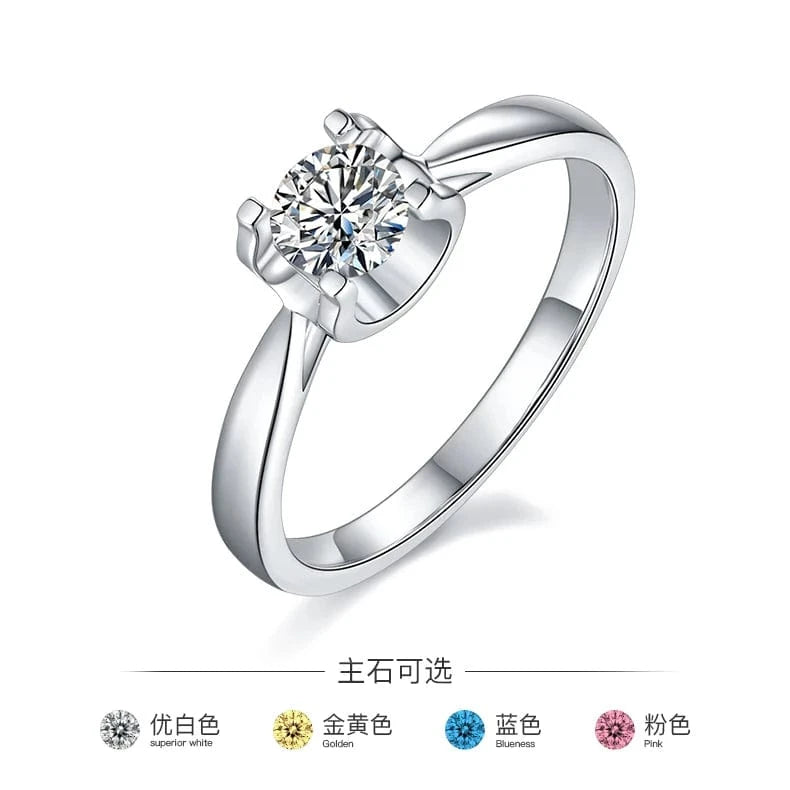 Wholesale Gemstone Rings Round Moissanite Petite Engagement Ring 925 Sterling Silver 0.5ct Moissanite Diamond Jewelry