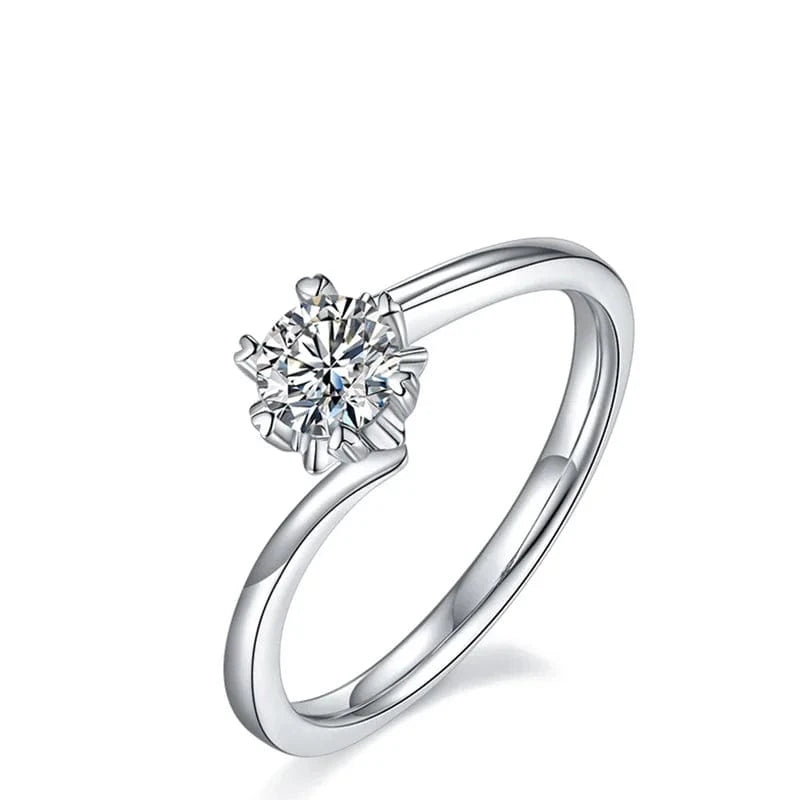 Wholesale Gemstone Rings Round Moissanite Petite Engagement Ring 925 Sterling Silver 0.5ct Moissanite Diamond Jewelry