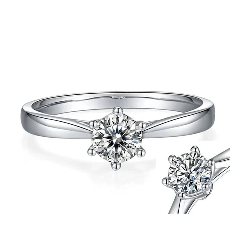 Wholesale Gemstone Rings Round Moissanite Petite Engagement Ring 925 Sterling Silver 0.5ct Moissanite Diamond Jewelry