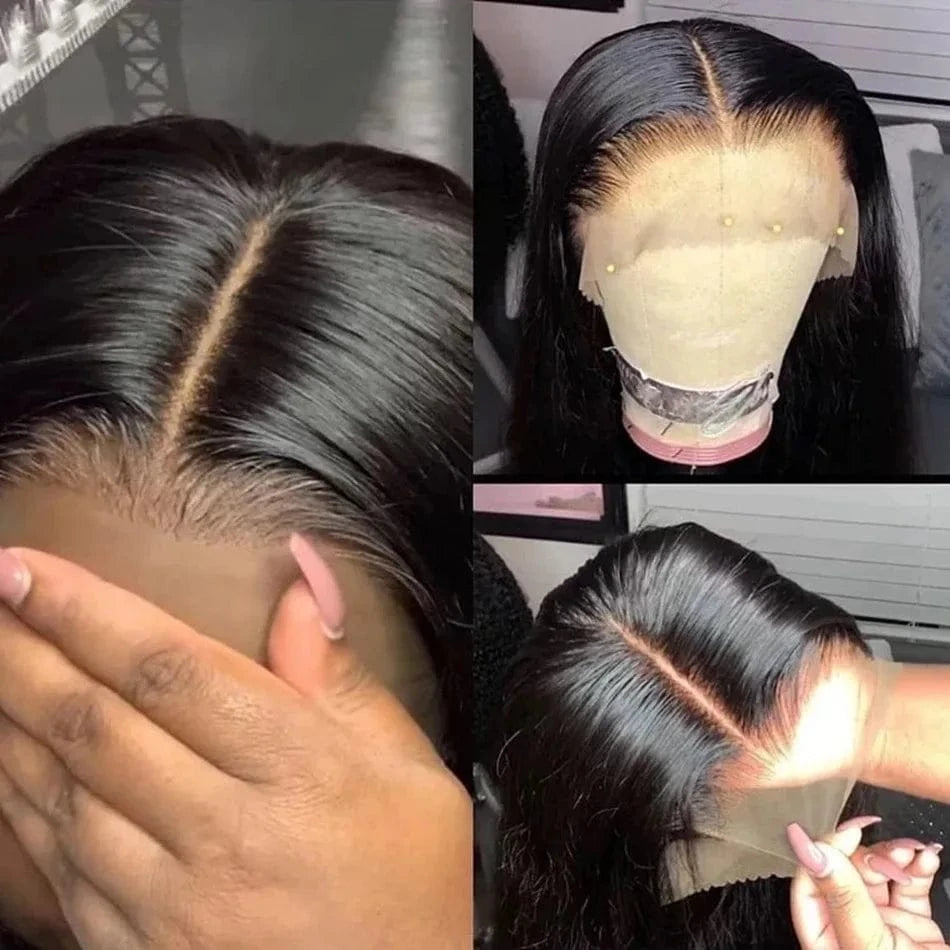 Wholesale Glueless Perruque Invisible Naturel 100% Raw Human Hair Wigs Vendors Straight Lace Frontal Wigs For Black Women