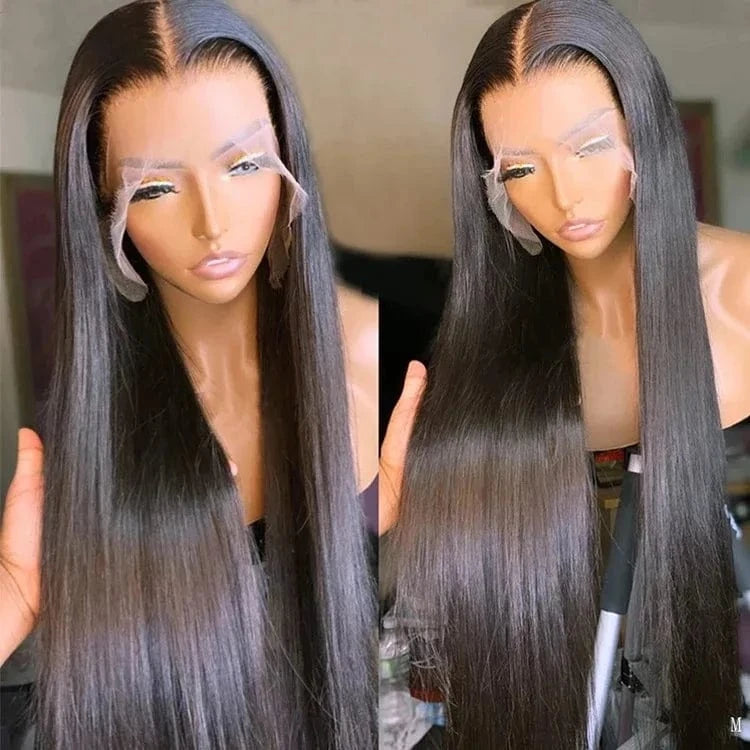 Wholesale Glueless Perruque Invisible Naturel 100% Raw Human Hair Wigs Vendors Straight Lace Frontal Wigs For Black Women