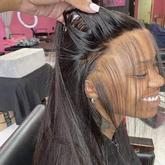 Wholesale Glueless Perruque Invisible Naturel 100% Raw Human Hair Wigs Vendors Straight Lace Frontal Wigs For Black Women
