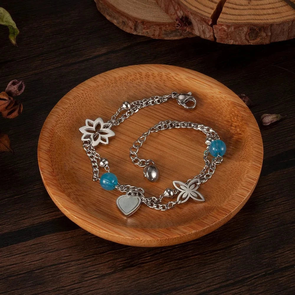 Wholesale Gold-Plated Stainless Steel Charm Bracelets Crystal Accessories Elegant Flower Shell Love Pendant Weddings Parties