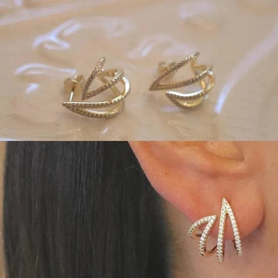 Wholesale Gold silver plated fashion women jewelry flower bud design around ear 2023 latest new design CZ earring