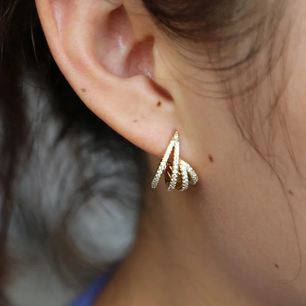 Wholesale Gold silver plated fashion women jewelry flower bud design around ear 2023 latest new design CZ earring