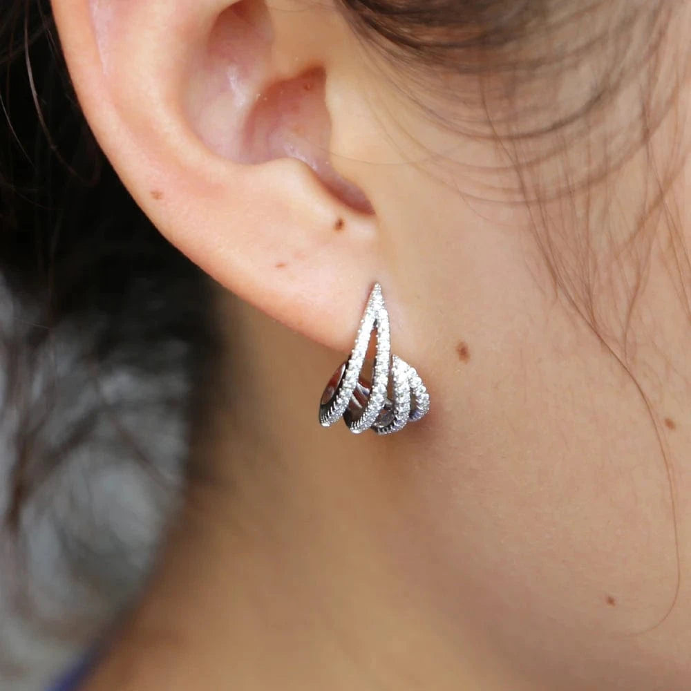 Wholesale Gold silver plated fashion women jewelry flower bud design around ear 2023 latest new design CZ earring