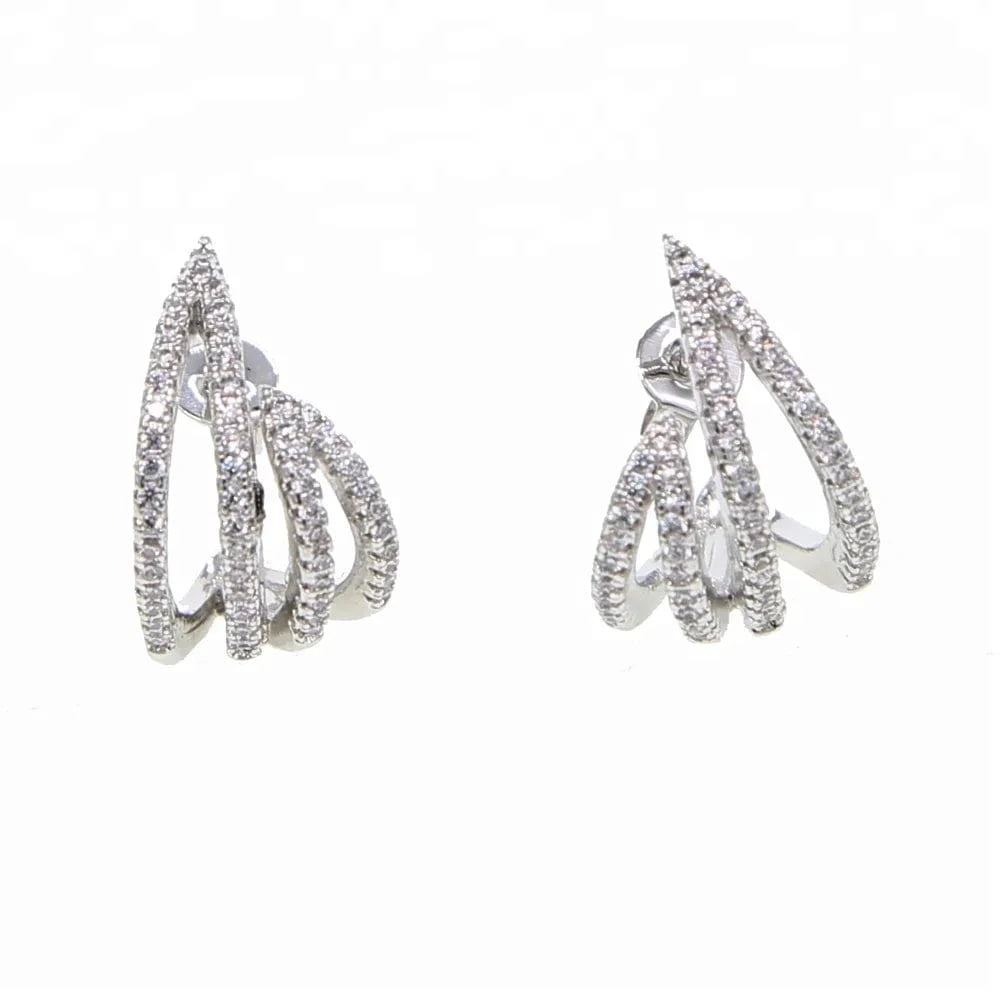 Wholesale Gold silver plated fashion women jewelry flower bud design around ear 2023 latest new design CZ earring