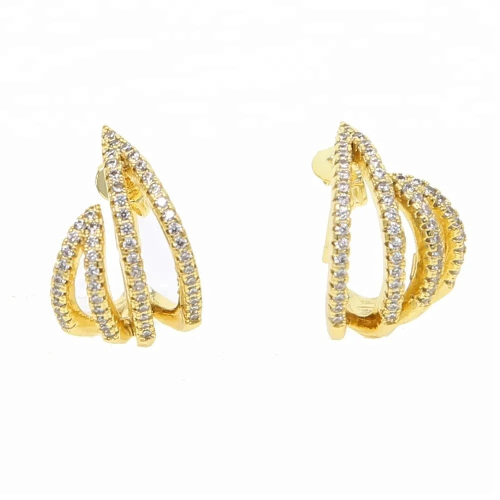 Wholesale Gold silver plated fashion women jewelry flower bud design around ear 2023 latest new design CZ earring