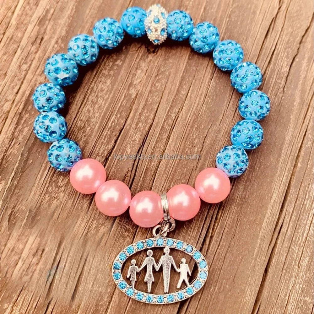Wholesale Greek Sorority Custom Style New Fashion Jack and Jill of  Pink Blue Cat Eye Pendant Bracelets Lady Jewelry