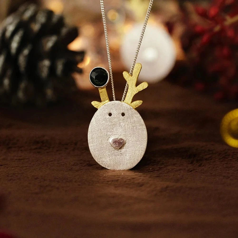 Wholesale Handmade 925 Sterling Silver Creative Christmas Joys Cute Reindeer Christmas Jewelry For Ladies
