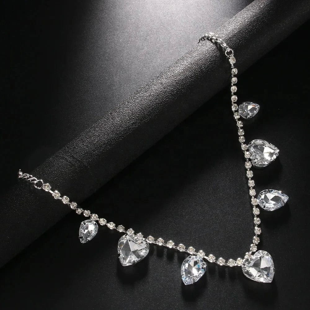 Wholesale Heart Rhinestone Necklace Choker Fashionable Women Elegant Latest Model Fashion Necklace Jewelry