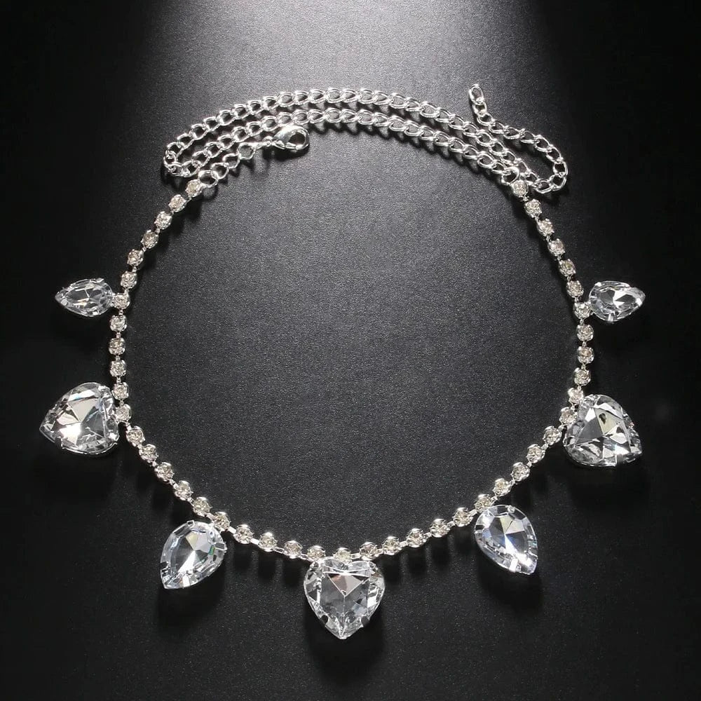 Wholesale Heart Rhinestone Necklace Choker Fashionable Women Elegant Latest Model Fashion Necklace Jewelry