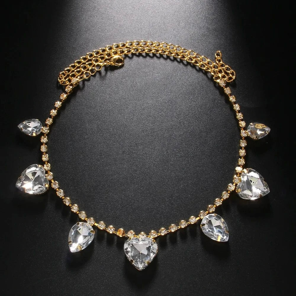Wholesale Heart Rhinestone Necklace Choker Fashionable Women Elegant Latest Model Fashion Necklace Jewelry