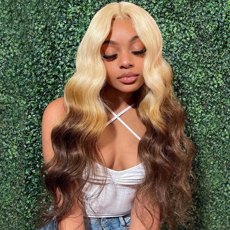Wholesale High Quality 20--26Inches Wig Human Hair Lace Frontal 613 Blonde Full Deep Wave Wigs