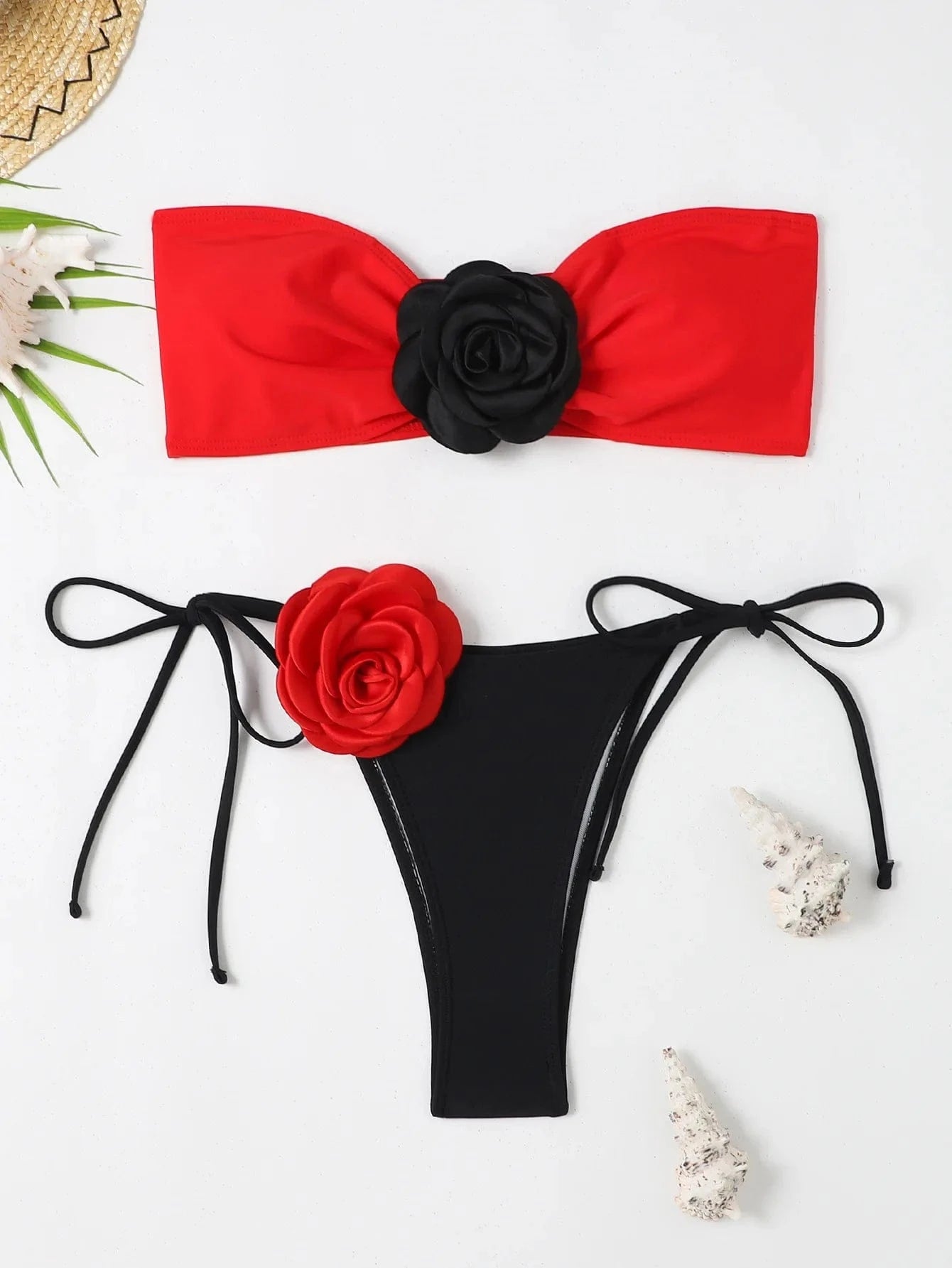 Wholesale high quality off-shoulders swimsuits hot sale 3D flowers bandage beach bikinis custom LOGO and swimwear