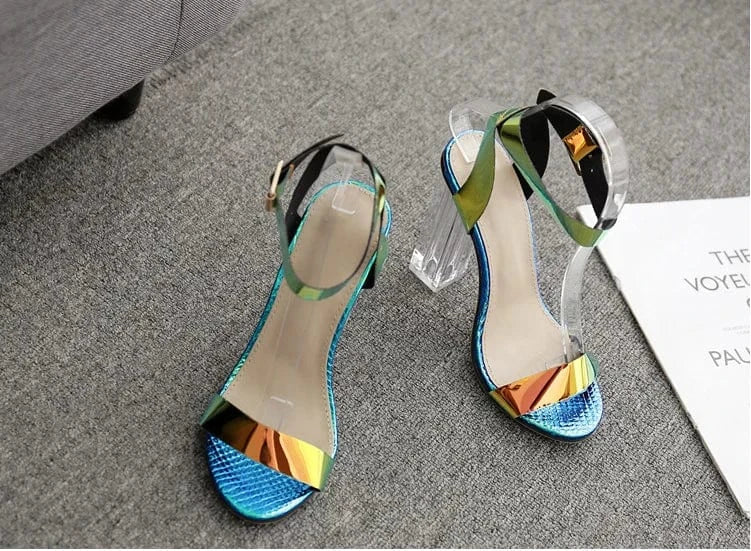 Wholesale High Quality Sexy Female Girl high heel ankle sandals sexy night club Ladies shoes high heels chunky heel sandals