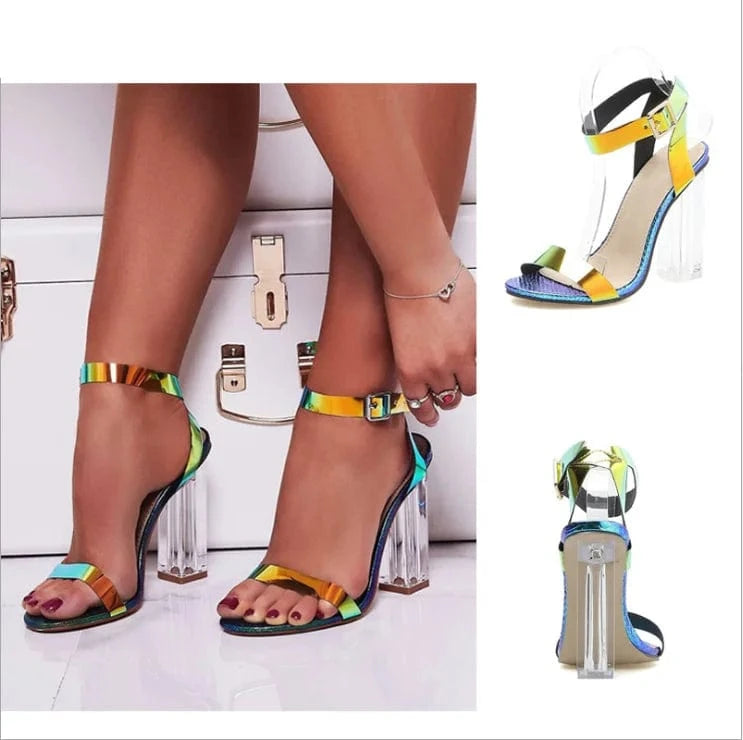 Wholesale High Quality Sexy Female Girl high heel ankle sandals sexy night club Ladies shoes high heels chunky heel sandals