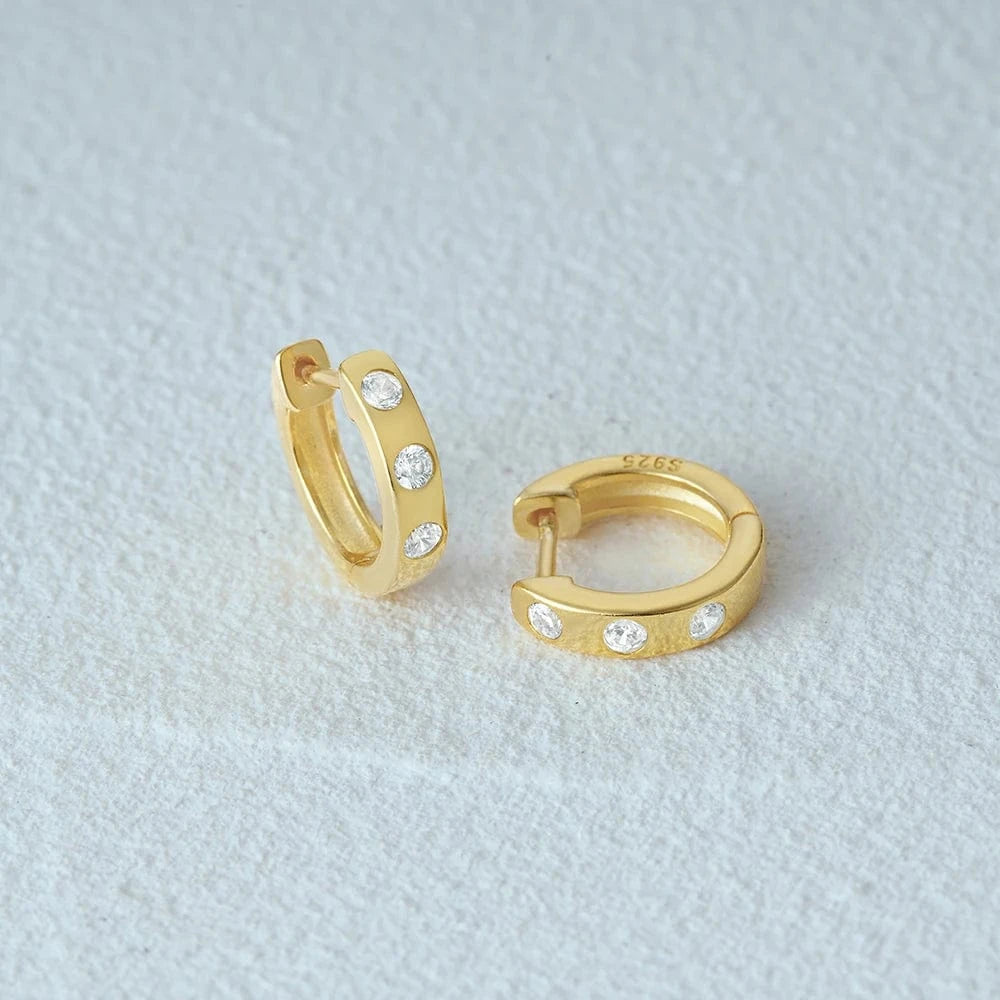 Wholesale Jewelry 925 Sterling Silver Diamond Huggie Hoop Earrings For Women