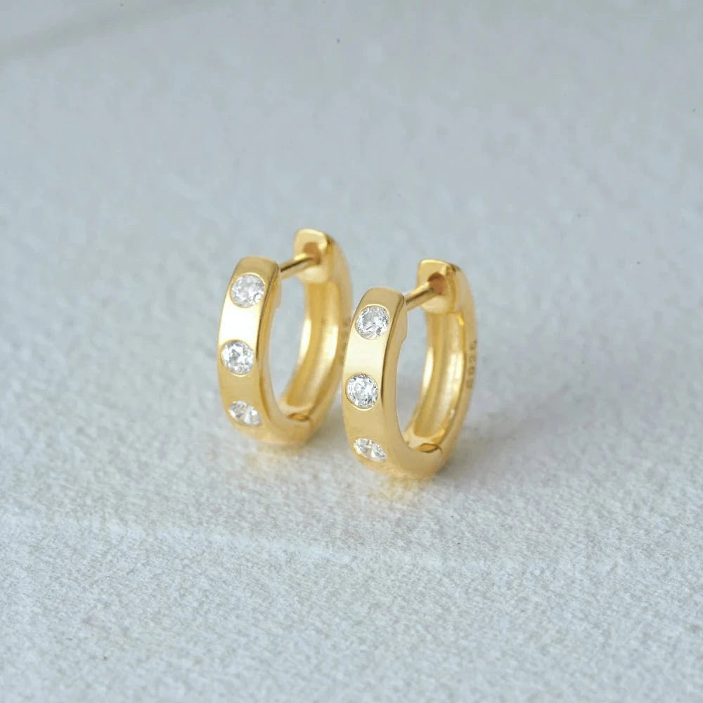 Wholesale Jewelry 925 Sterling Silver Diamond Huggie Hoop Earrings For Women