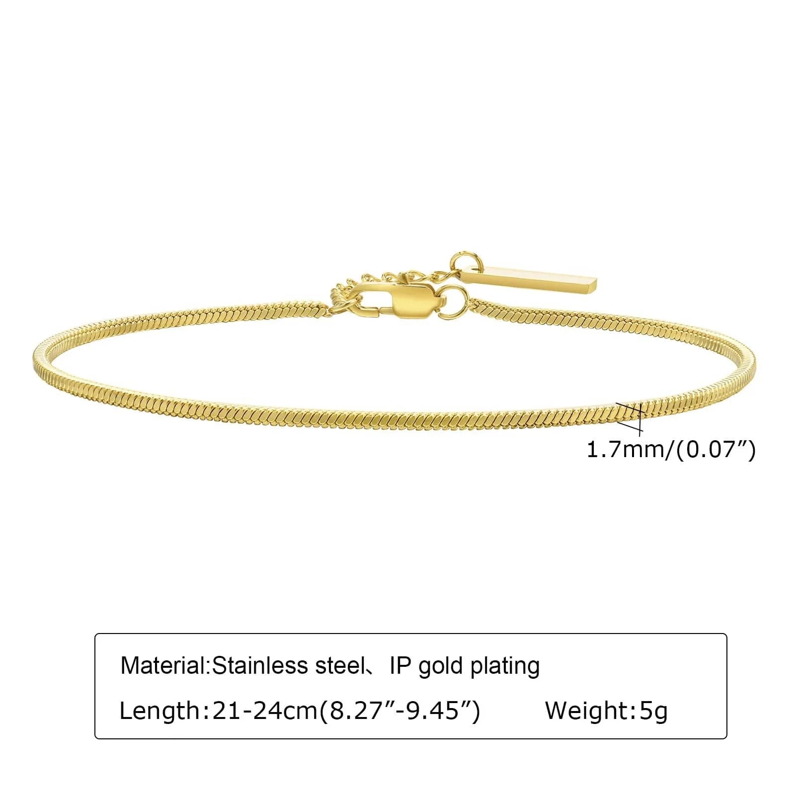 Wholesale Jewelry Stainless Steel Snake Chain Bracelets 18K Gold Plated Bracelet for Women and Men