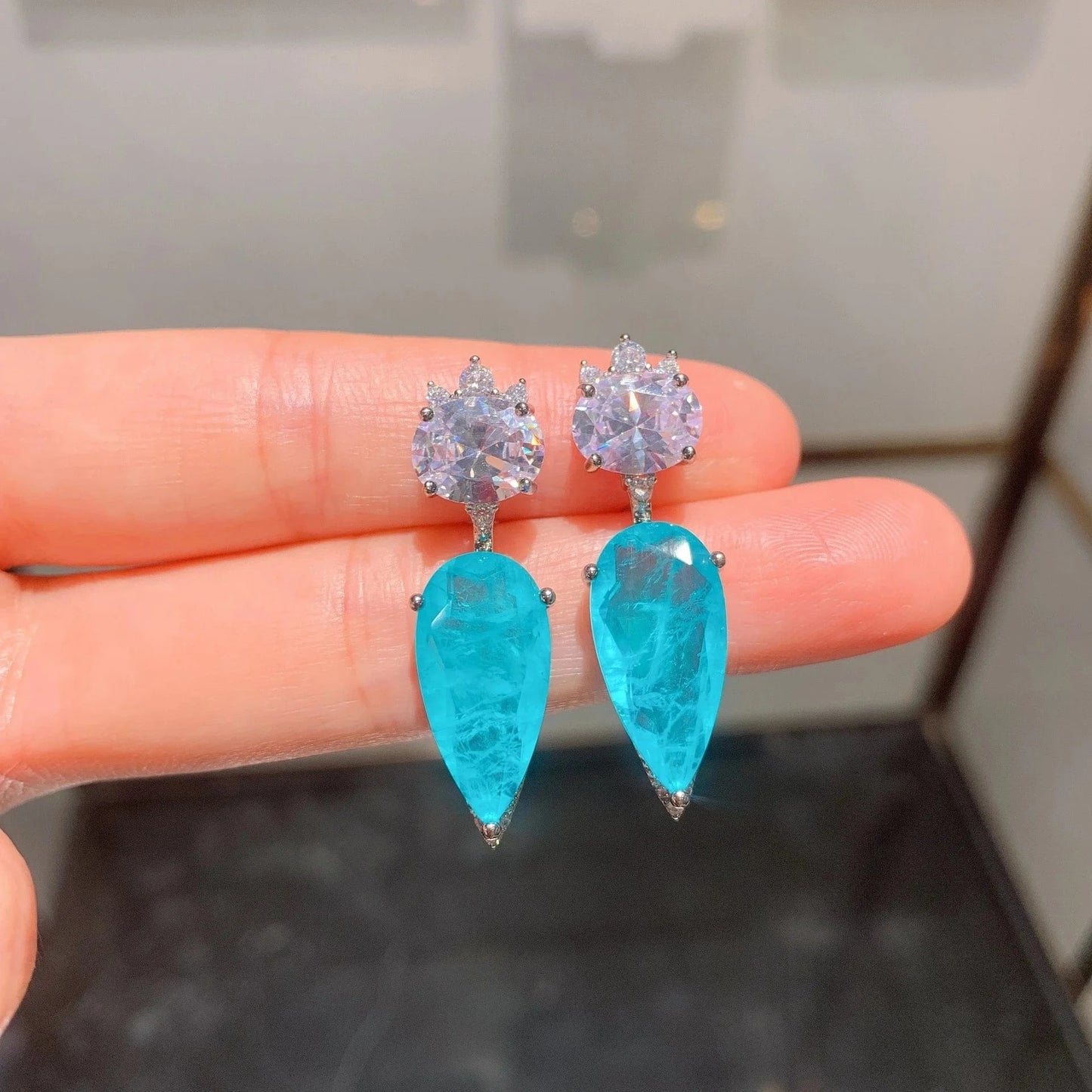 Wholesale luxury blue Brazil Fusion stone wedding party gift jewelries set