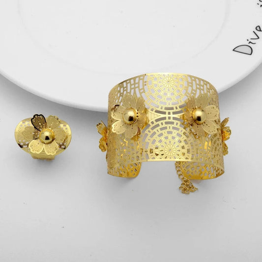 Wholesale Luxury Sets Hawaiian Indian Wedding Designers Charms For Bangles Bracelet Bangle And Ring Gold Plated
