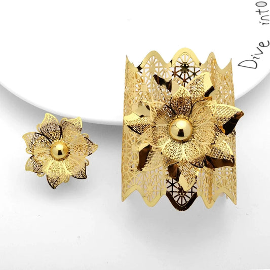Wholesale Luxury Sets Hawaiian Indian Wedding Designers Charms For Bangles Bracelet Bangle And Ring Gold Plated
