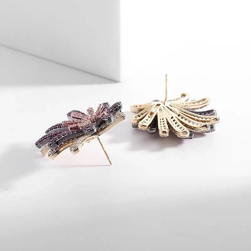 Wholesale Luxury Statement Fireworks Earrings for Women Engagement Party S925 Silver Needle Zircon Micro Paved Fashion Jewelry