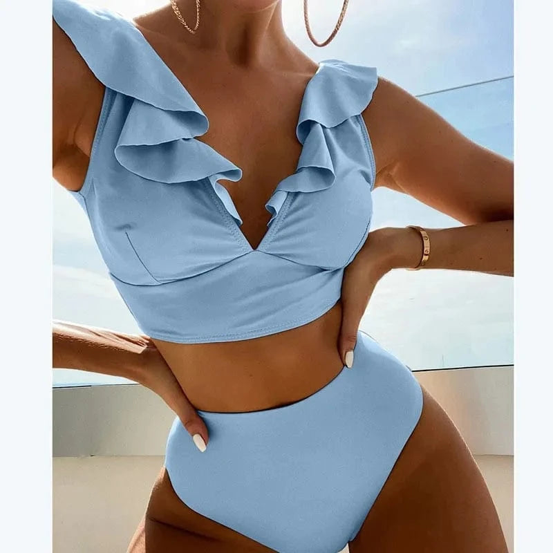 Wholesale New 2024 Swimsuit Custom Logo Split  V-Neck Split Swimsuit High Waist Split Sexy Micro Bikini Set swimsuits for women